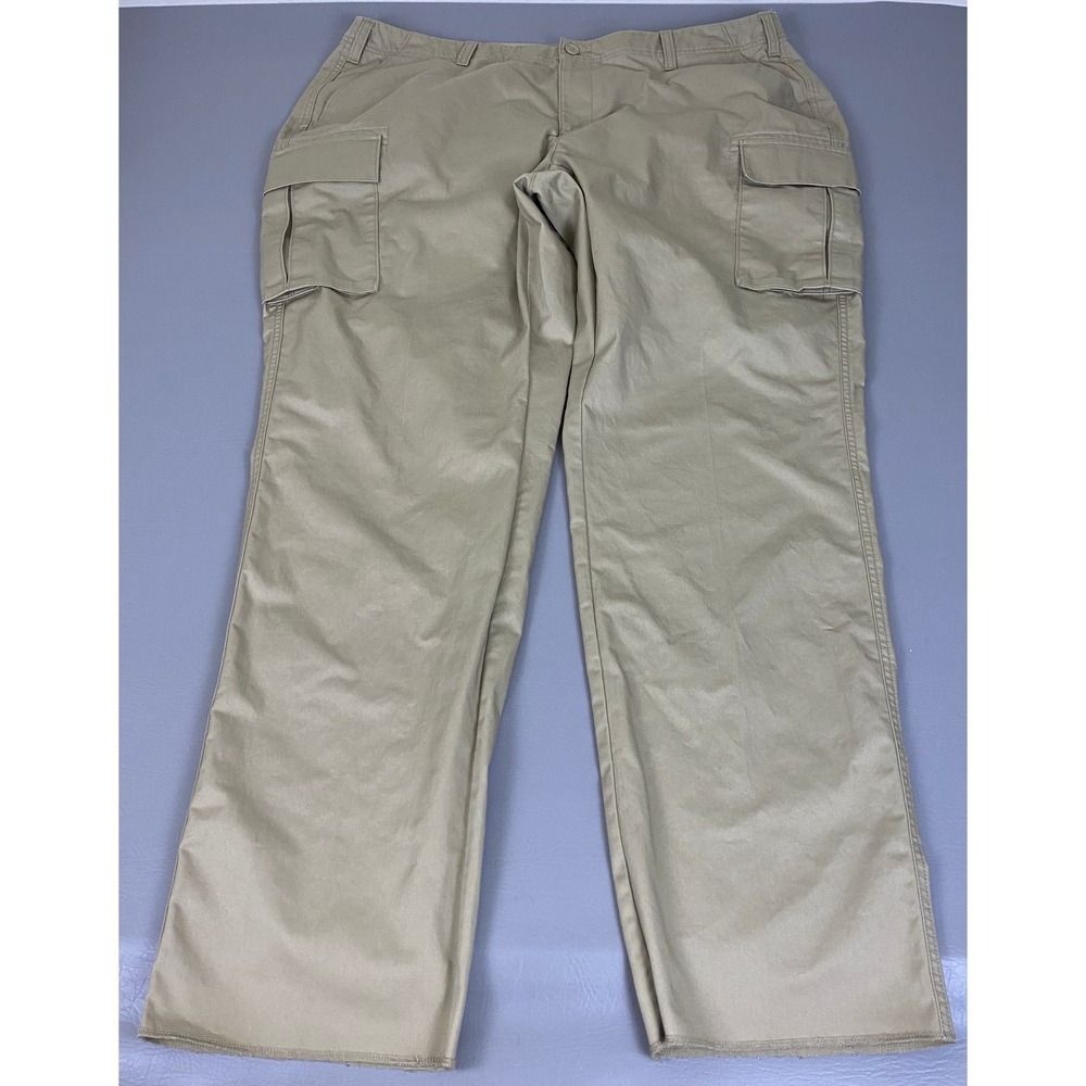 Lands End Cargo Pants Women's Plus Size 22W Khaki Tan Straight Leg High Rise